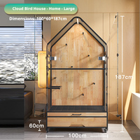 Villa de Lujo Móvil para Loros, Jaula Grande para Pájaros, Estructura de Madera Maciza, Paneles de Vidrio, Casa Interior para Mascotas, Hábitat para Hurones