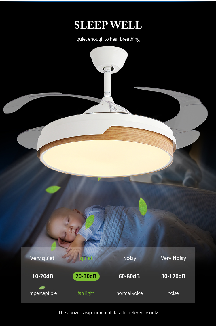 Breezelux modern Three Color Changing 42 Inch Led Light Chandelier Ceiling Fan Light For Restaurant