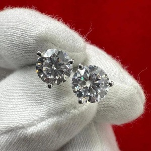 High On Demand Moissanite Diamond <b>Stud</b> Earrings with White Gold Plated Finish for Ladies Available At Export Price - Product Image 2