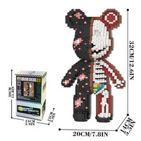 Jouet de construction en plastique avec puzzle d'assemblage, cadeau éducatif pour la vente en gros personnalisée, figurine d'animal en micro-particules Mpin Mini Micro Animal Bear