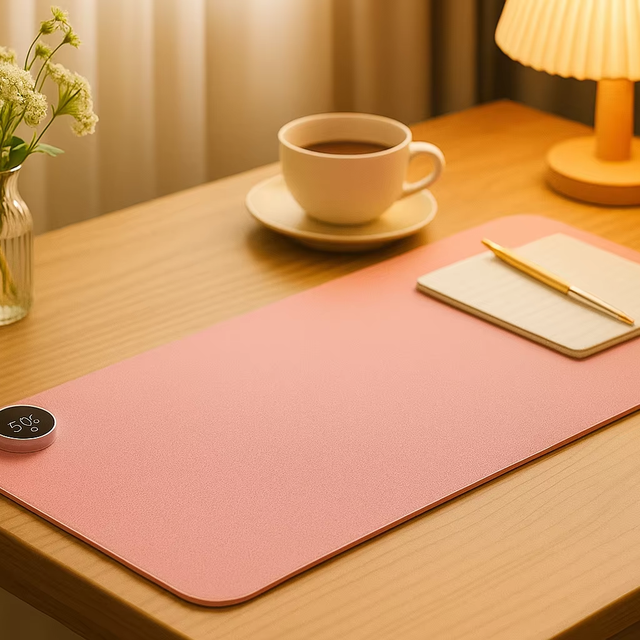 Electric Heated Desk Pad with Touch Control Portable Heating Mouse Pad for Office Keyboard Desk Motion Sensor Stable Warmth