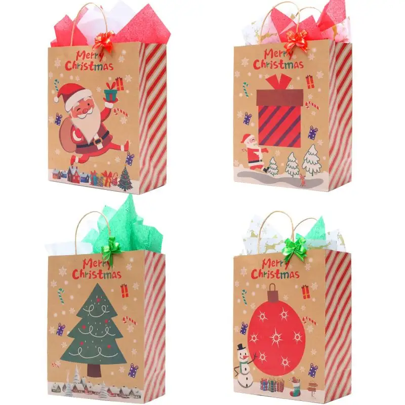sac en papier Christmas Gift Bags New Year Gift Packaging Printed Paper Bag Recycle Kraft Bag Gift Packing Gravure Printing