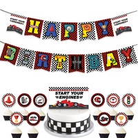 Youlun Race Car Geburtstag Dekorationen Race Car Party Supplies Set-Rennwagen Cake Topper für Jungen Geburtstag Abendessen Dessert