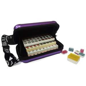 Mini Mahjong Set 20x14x12mm Acrylic Portable Travel With Crossbody Bag For Outdoor Chess Card <b>Entertainment</b> - Product Image 1