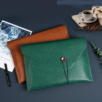 Carpeta de Archivos Tipo Sobre, de Cuero PU, Portadocumentos A4, Organizador con Botón, Bolsa de Almacenamiento de Archivos para Negocios