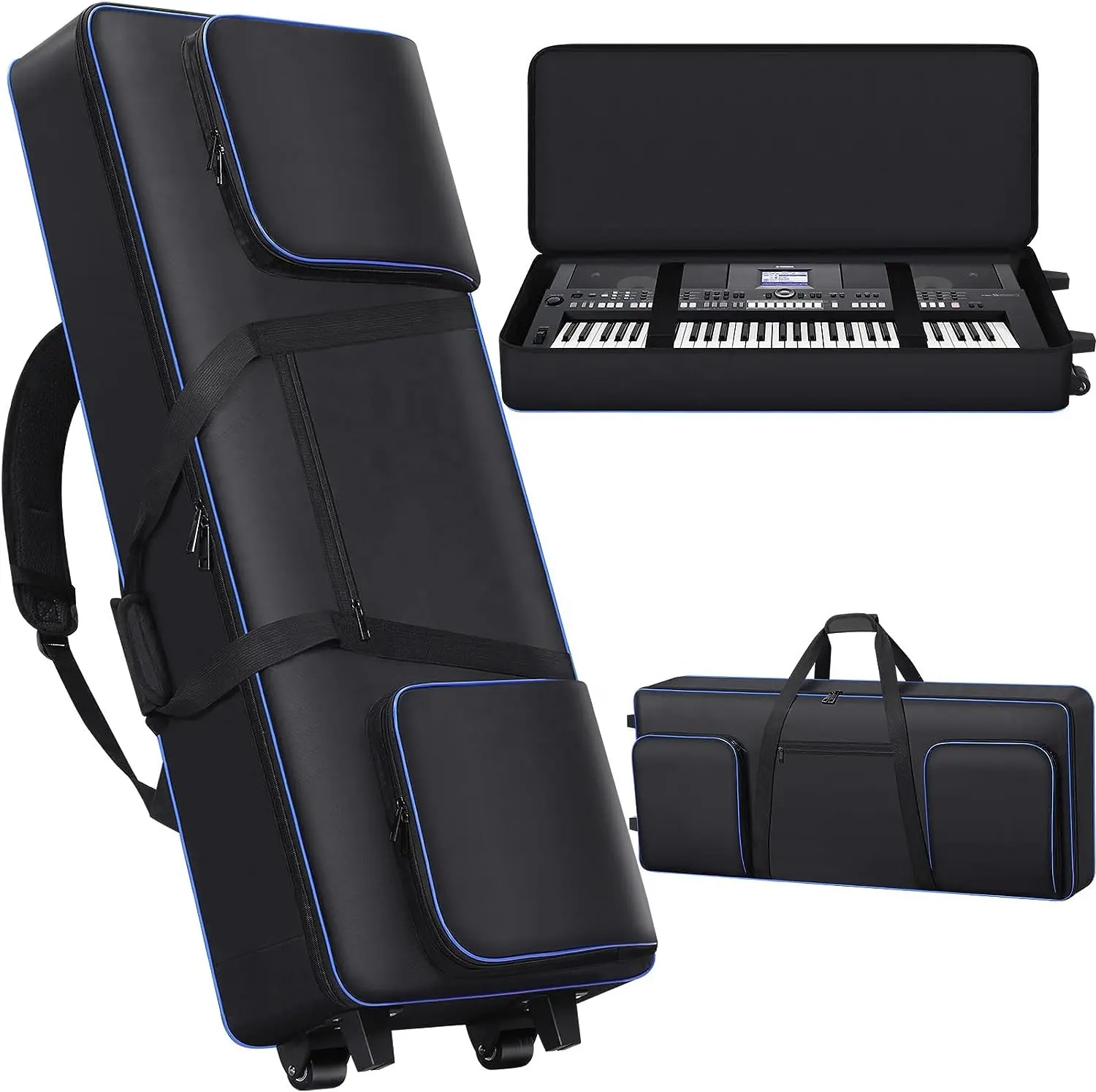 Sacos de piano eletrônico acolchoados para instrumentos musicais, saco de espuma acolchoado para piano eletrônico à prova d'água durável de 10 mm