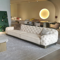 Hochwertige italienische Schnalle Wohnzimmer möbel Moderne lange gerade Couch Luxus Stil Big Villa Hotel Möbel Leders ofa