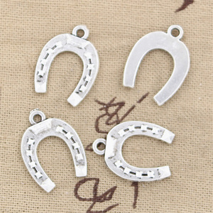 Charms lucky ferro di cavallo good luck talisman 21x16mm fatto a mano in forma, pendenti Vintage Color argento tibetano, fai da te per bracciale Nec - Product Image 3