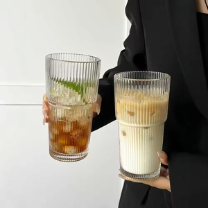 Mug de voyage en verre unisexe grande capacité avec paille, motif rayures verticales, portable, logo personnalisable, pour le bureau et la maison - Product Image 4