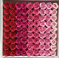 Coffret de 81 fleurs de savon écologiques en forme de rose, sans base, à trois couches, pour Noël, mariage, bonbons, cadeau, Fête des Pères, Halloween