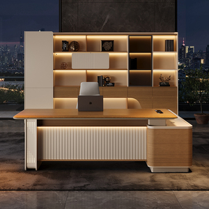 Boss Executive <strong>Desk</strong> High-End Feel Lighting <strong>Large</strong> MDF Modular Office <strong>Desk</strong> Chair Set Modern Healthy Office - Product Image 2