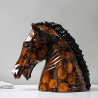 Statue de tête de cheval en résine élégante Evelyn Antique, figurine Feng Shui pour la décoration de la maison, du bureau, du cheminée ou de la table