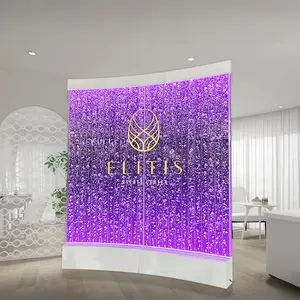 Decoração de bolha de água em acrílico de luxo para parede de parede com LED curvado personalizado para casa, sala de estar e escritório