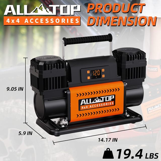 China Manufacturer Offroad 4wd  Tire Inflator Double Cylinders Digital Display Tire 12v Air Compressor