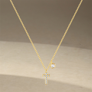 Collares de Moda para Mujer en Oferta, Joyería de Alta Calidad, Chapado en Oro de 18K, Collar de Plata de Ley 925 con Cruz y Trébol - Product Image 3