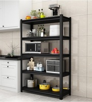 Étagères en acier noir à 5 niveaux sans boulons, rangement métallique multi-niveaux pour la maison, la cuisine, l'entrepôt, durables et faciles à assembler