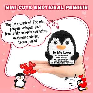 Pingüino de Ganchillo Hecho a Mano, Regalo de Aniversario de Bodas o San Valentín para Mujeres y Hombres, Regalo Romántico de Te Amo para Parejas, Esposa, Esposo - Product Image 2
