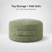 Canapé de rangement pratique pour jouets en peluche pour enfants, pouf en velours côtelé avec housse amovible, écologique, lavable, ouverture zippée pour peluches