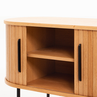 Stand TV Veneer kayu padat Modern, dengan rak penyimpanan terbuka untuk furnitur ruang tamu konsol Media besar kabinet TV