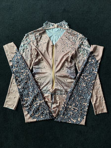 Combinaison sexy extensible et moulante avec tête détachable, strass, pour club, danseuse de striptease gay, tenue de scène, combinaison en cristal - Product Image 5