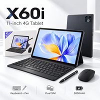 Tablet PC Android X60i 11 Inci 64GB/128GB 4G Wifi Rockchip dengan Pena dan Keyboard IPS untuk Gaming dan Bisnis
