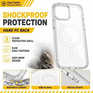 Étui magnétique transparent anti-jaunissement personnalisé en usine pour iPhone 15 14 13 12 11 Pro Max, coque arrière rigide antichoc en PC, OEM - Product Image 3