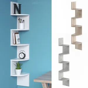 Customized Decorative Corner Stand In Interior Hot White Wooden Shelf Wall Decoration Wood Living Room Furniture