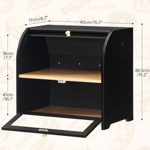 Caja para hornear pan de bambú y madera, caja de almacenamiento de repostería y frutas para encimera de cocina, caja de madera de doble capa para pan tostado. - Product Image 1