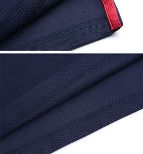 T-shirt en coton bleu marine Chemises polo personnalisées pour hommes avec logo brodé - Product Image 3