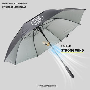 Ventilador pequeño de nuevo diseño 2026 que se puede sujetar a paraguas de golf y paraguas plegables, con 5 niveles de viento para paraguas. - Product Image 1