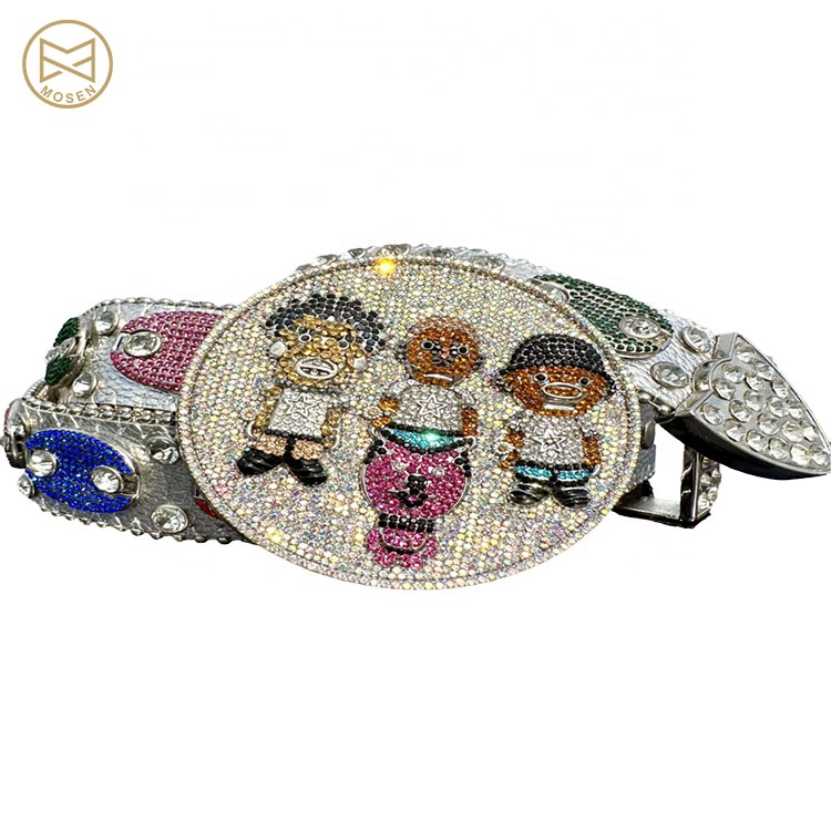 New Trend Streetwear Custom Strass Schnallen Shiny Bling Diamond Crystal Blet Schnalle OEM