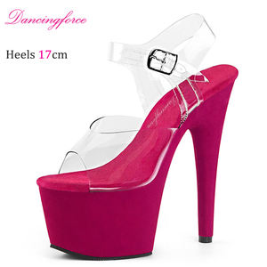 17CM / <span class=keywords><strong>7</strong></span> inç TPU üst kadınlar moda yüksek topuk platformu ayak bileği kayışı sandalet kutup dans ayakkabıları - Product Image 3