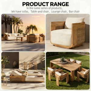 Set Divano da Esterno in <span class=keywords><strong>Legno</strong></span> Teak Moderno - Impermeabile, Protezione UV, Durevole per <span class=keywords><strong>Giardino</strong></span>, Cortile, Soggiorno e Patio - Product Image 6