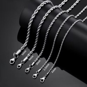 실버 도금 로프 체인 1.5mm 2.5mm 3mm <span class=keywords><strong>4mm</strong></span> 5mm 스테인레스 스틸 트위스트 체인 목걸이 남성용 여성용 <span class=keywords><strong>18</strong></span> 인치 - Product Image 4