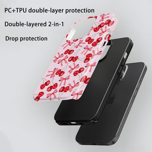 <span class=keywords><strong>Coque</strong></span> de téléphone deux-en-un à nœud papillon cerise très vendue pour <span class=keywords><strong>iPhone</strong></span> 11 12 13 14 15 16 Pro Max, étui rigide personnalisé brillant et mat en PC - Product Image 4