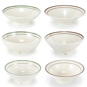 <b>Melamine</b> <b>Bowls</b> Conical Shape With Green And Brown Trim For Noodle Soup Rice Hot Pot Hotel Use - Product Image 1