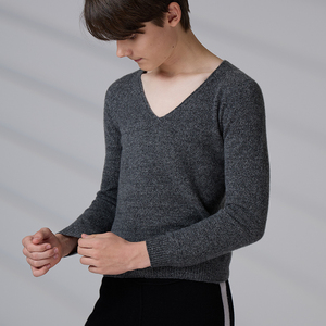 Suéter de cuello en V de punto personalizado de alta calidad para adolescentes y hombres, suéteres de cachemira 100% para otoño. - Product Image 4