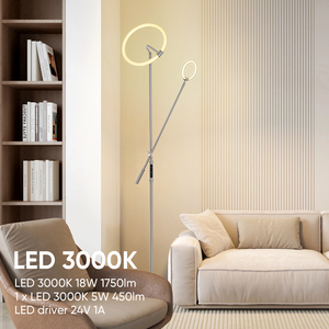 Lampadaire <span class=keywords><strong>LED</strong></span> moderne de luxe à 3 variateurs <span class=keywords><strong>avec</strong></span> abat-jour à illusion circulaire, base en métal nouvellement conçue - Product Image 3