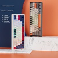 Clavier de jeu LEAVEN K610 à trois modes, personnalisable, à touches interchangeables, clavier mécanique filaire/sans fil pour ordinateur de jeu