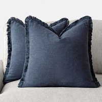 Haute qualité géométrique lin housse de coussin canapé chaise décor lombaire macramé gland coton lin taie d'oreiller