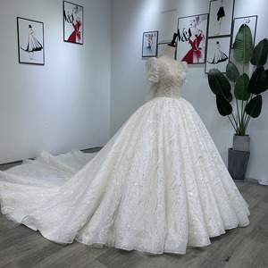 Robe de mariée de luxe blanche Jancember Wm013 avec sequins et traîne, style modeste pour bal de promo - Product Image 4
