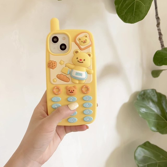 Creative Cute Real Silicone Bear Mobile Phone Cases for 15 Pro Max Big Cartoonish Design Shockproof Protective Case