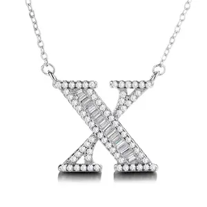 Fashion Custom Jewelry Letter "X" Pendant 925 Sterling Silver Necklace
