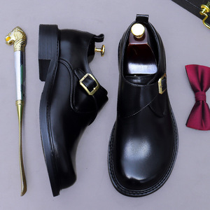 Men's large-sized genuine leather new style business formal shoes, trendy <b>big</b>-head casual leather shoes with buckle design - Product Image 3