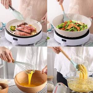 Ustensiles de cuisine en silicone de style nordique, ustensiles de cuisine pour la maison, 12 pièces - Ensemble d'ustensiles de cuisine avec manche en bois - Product Image 6