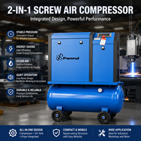 Compresseur à vis Panrui 7,5 kW à isolation phonique intégrée, unité portable deux-en-un pour équipement pneumatique de petite usine