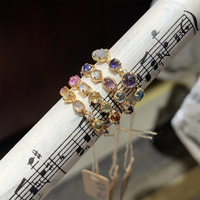 Heißer Ring mit Edelsteinen aus 925er Sterlingsilber und Gold – Modische Ringe mit Topas, Granat, Türkis, Spinell und Bernstein