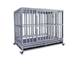Large Pet Dog Cage Stainless Steel Dog Crate Heavy Duty Outdoor Dog House Kennel With Shade Cloth Roof