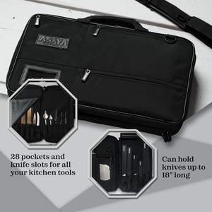 Free sample Chef Knife Roll <b>Bag</b> Oxford Black Fork Knife Spoon Storage <b>Bag</b> Kitchen Knife Carrying <b>case</b> with Handle Strap - Product Image 6