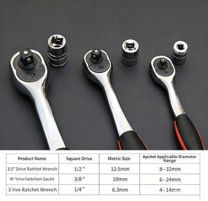 Set Kunci Ratchet Hexagon Multifungsi Peralatan Perbaikan Mobil 1/2" Drive 12PCS Kunci Soket Cepat - Product Image 2